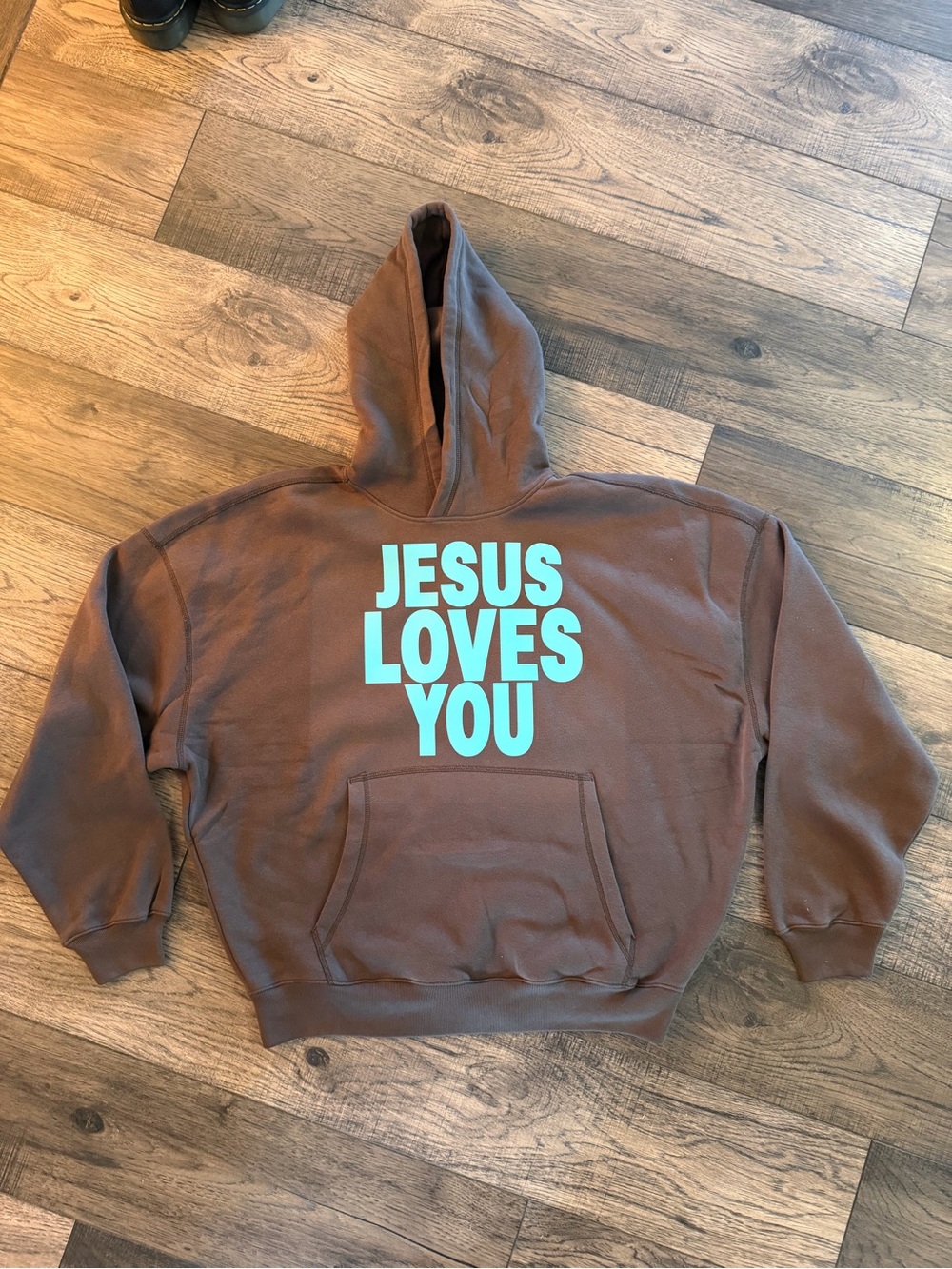 Brown Leopard Print Hoodie with Slogan